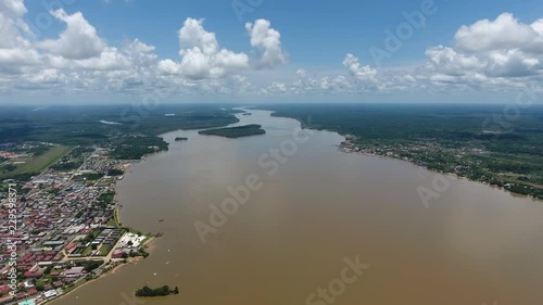 Aerial view of Saint Laurent du Maroni Guiana and Suriname. French colonial city 