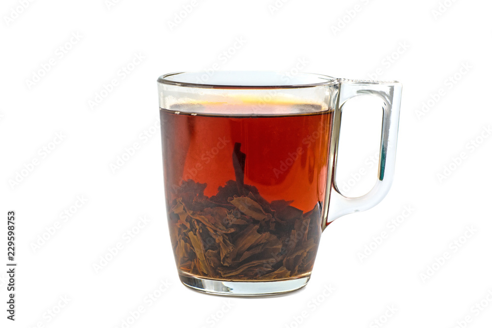 tea in a glass cup isolated on white background tea in a glass cup isolated on white background