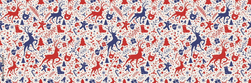 Concept of seamless pattern with Christmas decorations. Vector. Concept of seamless pattern with Christmas decorations. Vector.