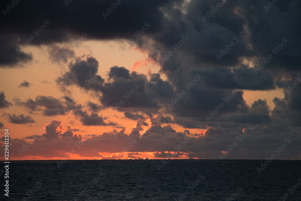 Dominicana. Dawn over the sea