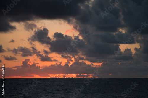 Dominicana. Dawn over the sea