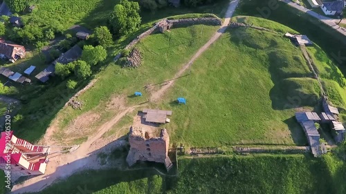 Tower Shchitovka. Ruins of Mindovg Castle. Novogrudok. Belarus. Shoot by drone photo