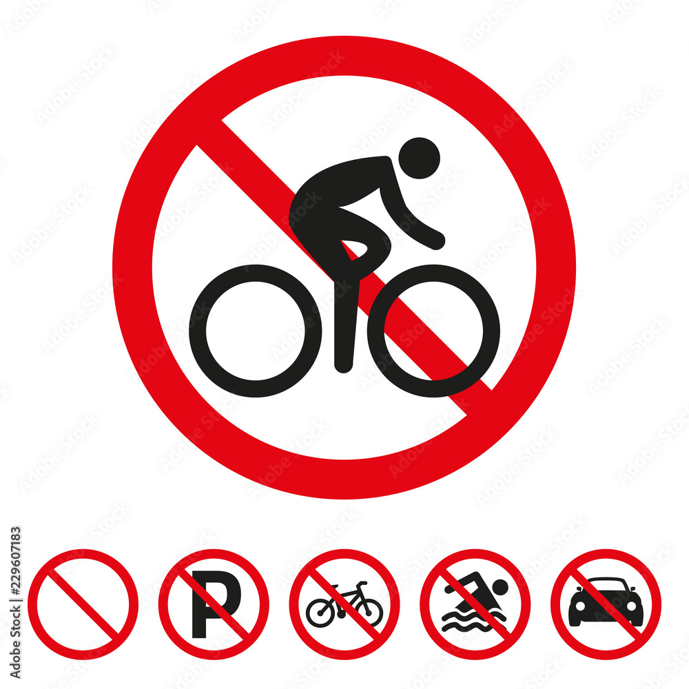 No bicycle sign on white background. No bicycle sign on white background.