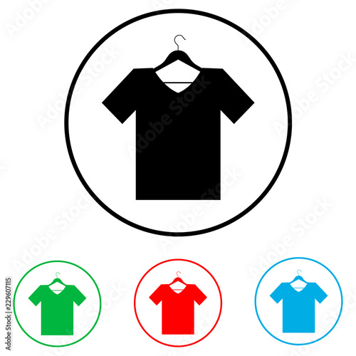T-shirt on hanger icon, logo on white background