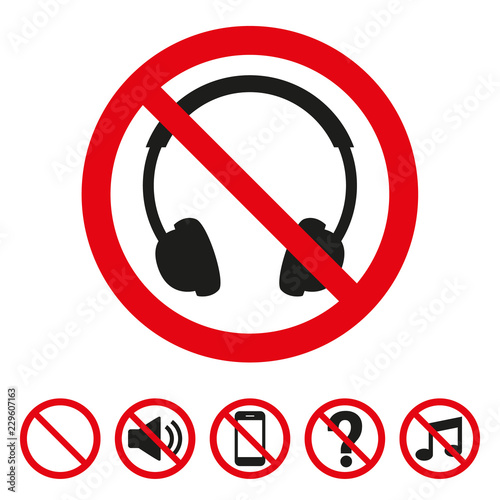 No headphones sign on white background.
