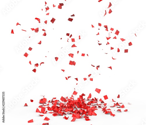 Bright and colorful confetti flying on the floor. Isolated background