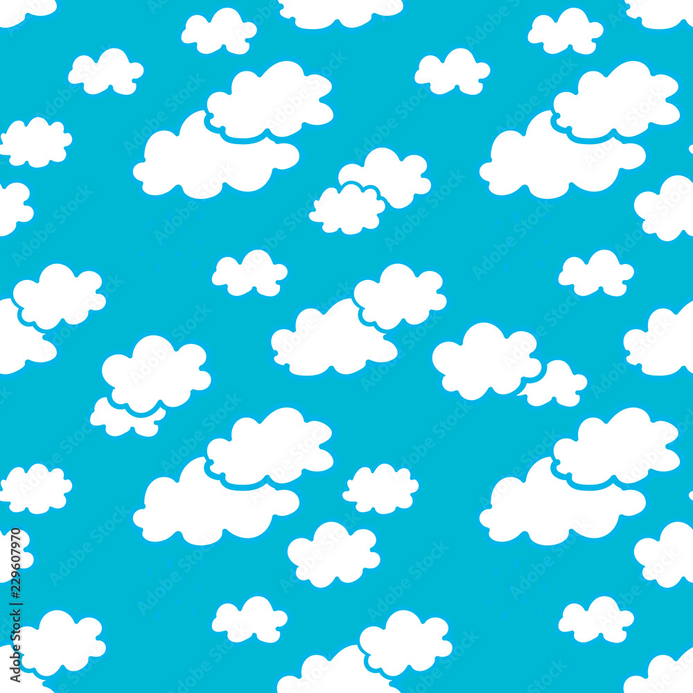 Seamless pattern with clouds, sky pattern. Vector illustration.