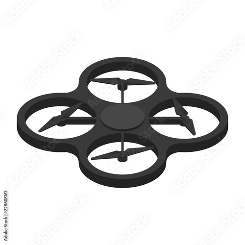 Spy drone black quadrocopter in isometric vector isolated