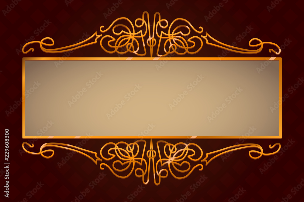 Golden vintage frame vector template