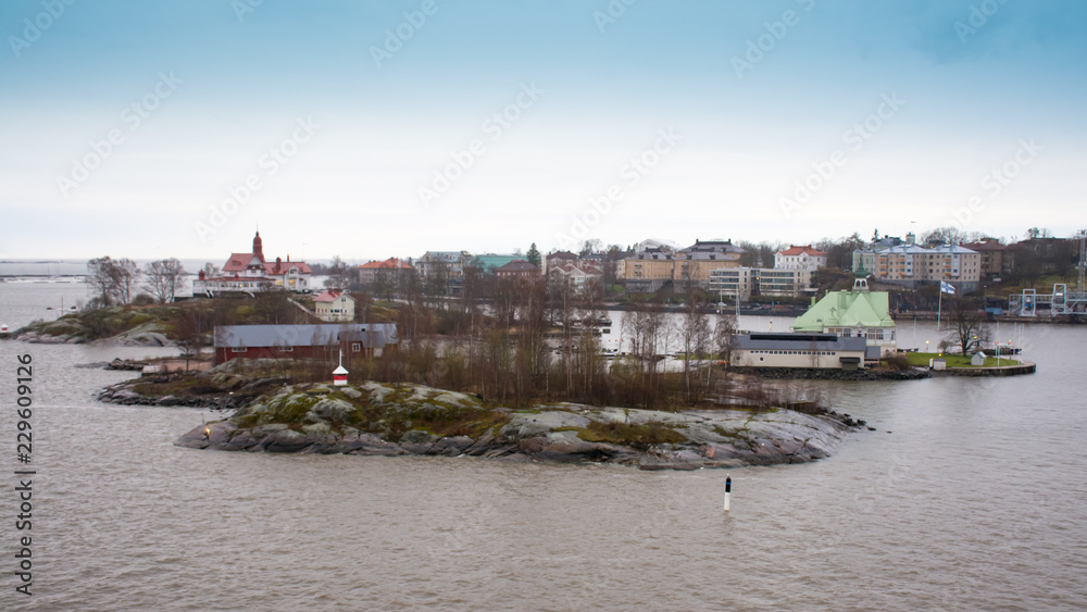 View of the island near Helsinki from the departing ferry