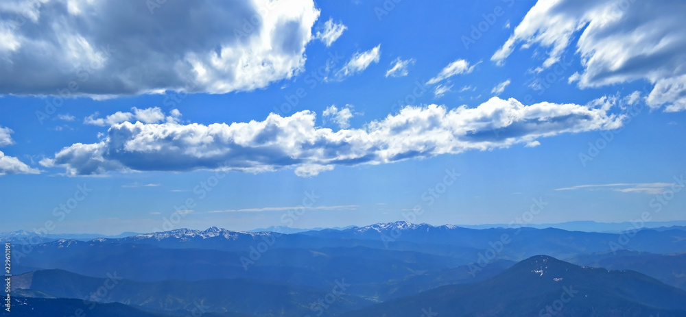 blue sky and mountains