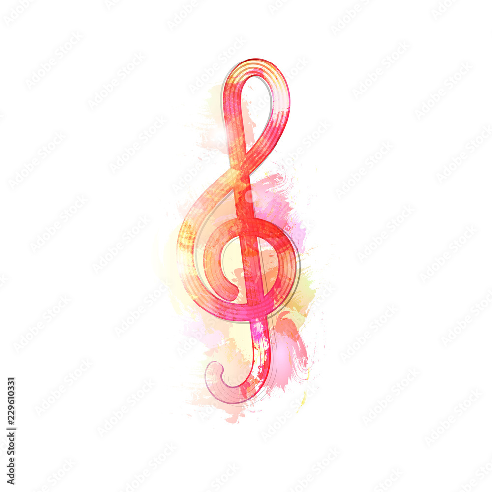 treble clef isolated on white background. handdrawn Treble Clef. Vector treble clef isolated on white background. handdrawn Treble Clef. Vector