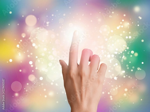 Human hands holding flash light on background