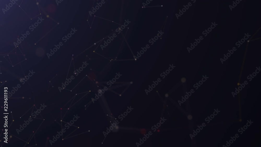 Looping Abstract geometrical shapes one side background animation.Plexus lines and dots with DOF bokeh. Beautiful slow animation of lines and triangles. Type 2