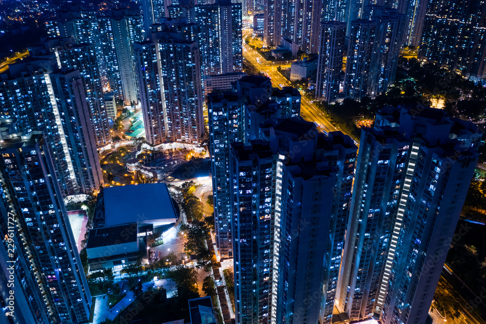 Fototapeta premium Hong Kong residential district at night