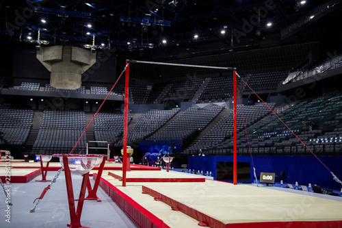 Gymnastic equipment in a gymnastic arena 