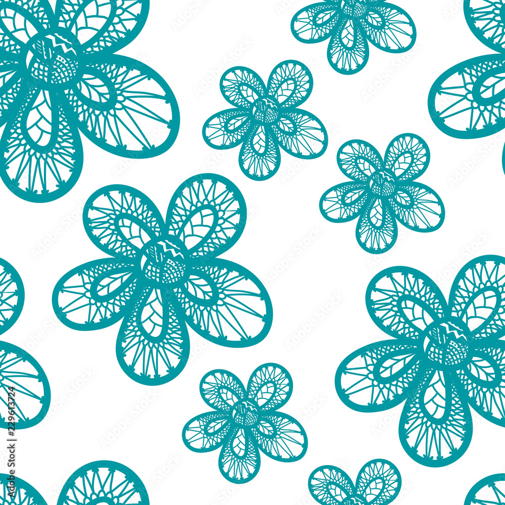 Vector seamless hand drawn doodle floral pattern.