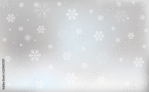 Christmas snow background. Falling snowflakes. Vector illustration.