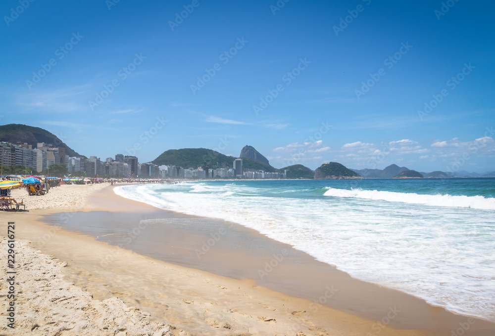 Copacabana Beach with Sugar Loaf Mountain on Background - Rio de Janeiro, Brazil