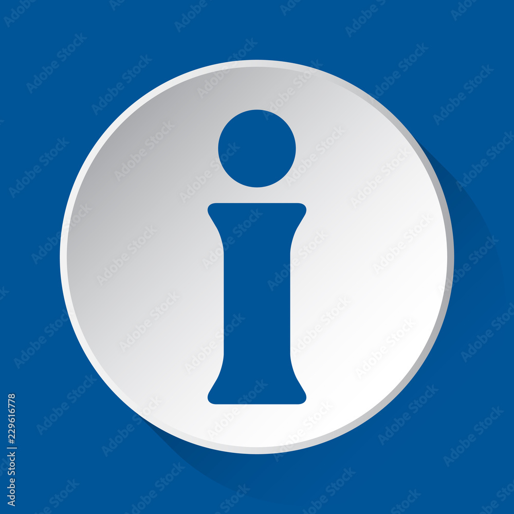 information symbol - blue icon on white button information symbol - blue icon on white button