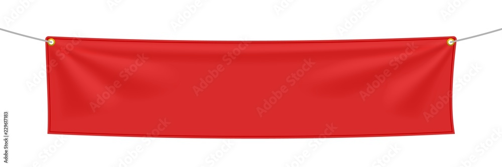 Red textile banner with folds