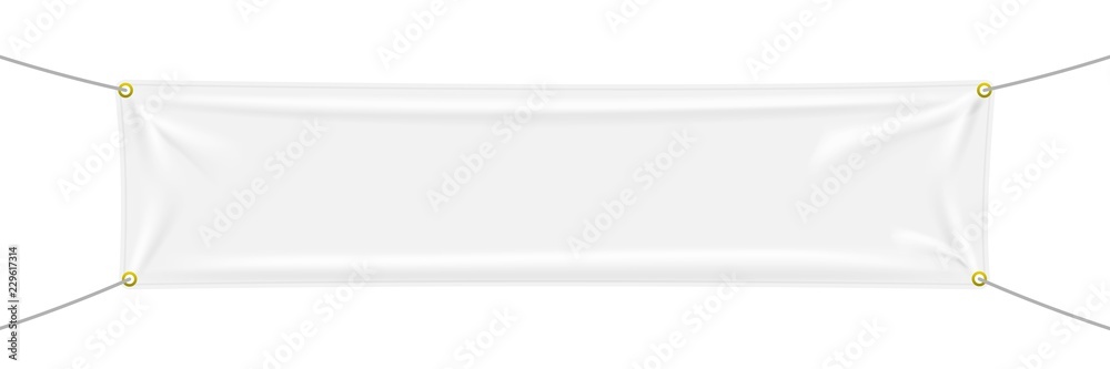 Fototapeta premium White textile banner with folds