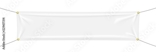 White textile banner with folds