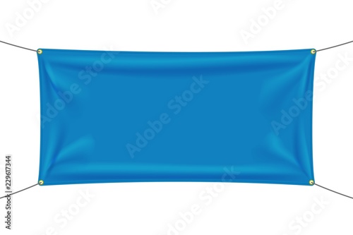 Blue textile banner with folds