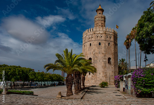 The Torre del Oro military watch tower in Seville, Spain