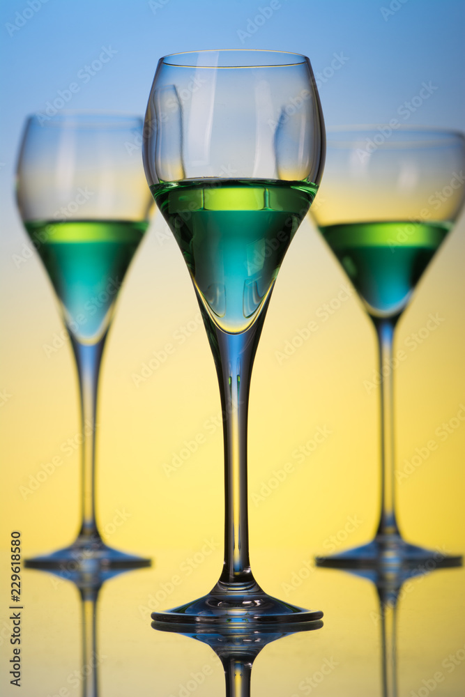 three glasses with cocktails three glasses with cocktails