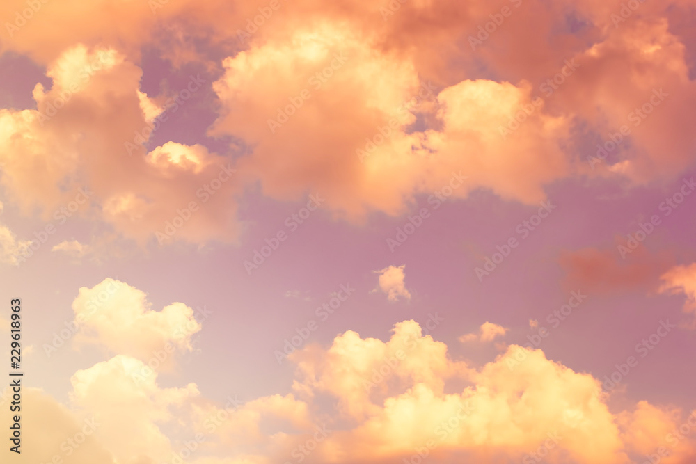.Fluffy pink clouds, background