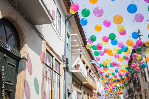 colorful balls in the city of Agueda, Portugal photo