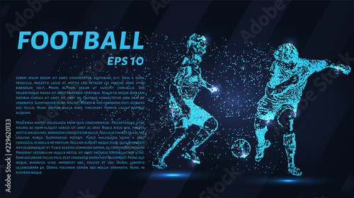Football players fighting for ball. Particle football.