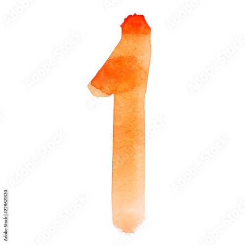 Orange watercolor numbers