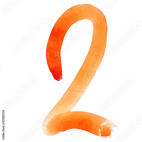Orange watercolor numbers