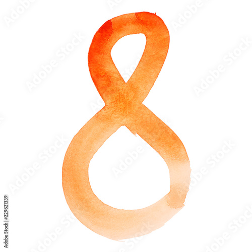 Orange watercolor numbers
