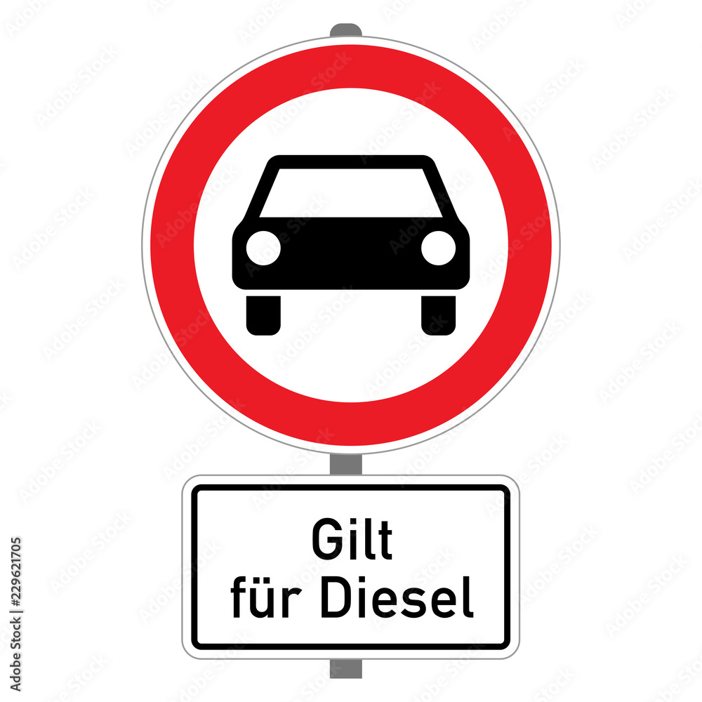 Fahverbot für Diesel Fahrzeuge - Zeichen, Schild