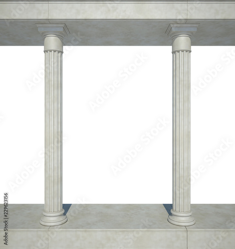 Colonnade in the classic style. Isolated on White