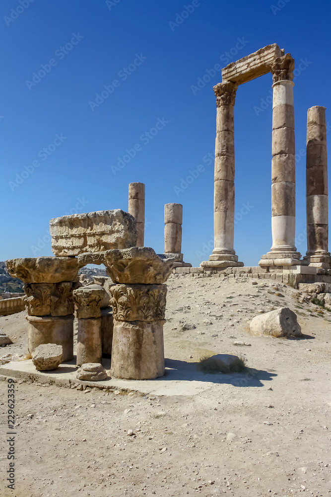 Ruins in citadel of Amman - Jordan