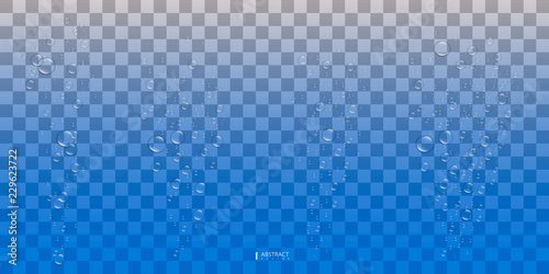 Set underwater fizzing air on transparent background. Fizzy sparkles in sea, aquarium. Soda pop. Undersea vector texture. Vector Illustration EPS10