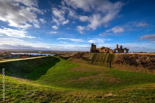 Ruin of Sandal Castle in Wakefield, Yorkshire, Great Britain.