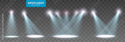Scene illumination big collection, transparent effects. Bright lighting with spotlights. Vector Illustration photo