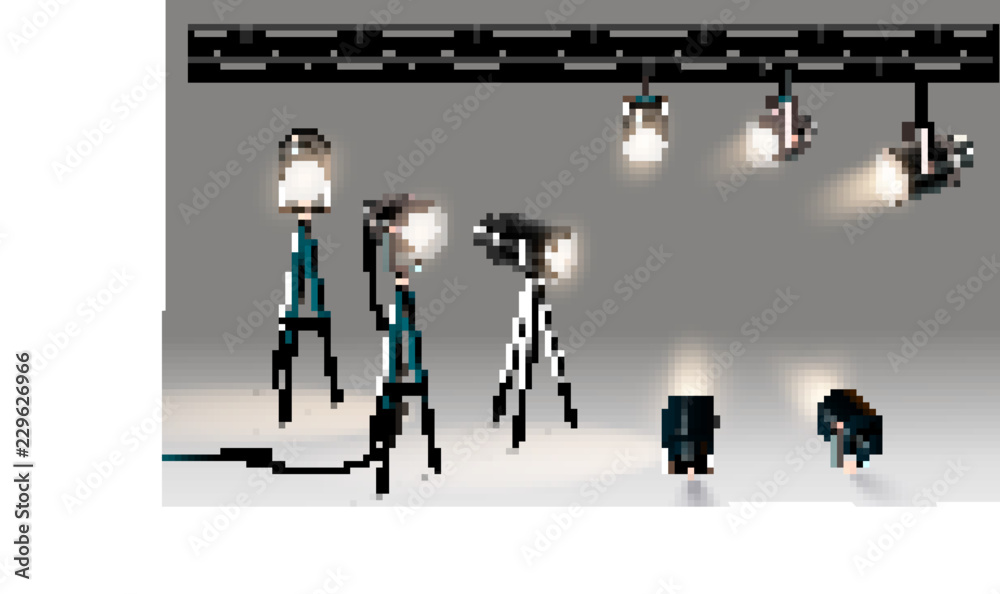 Photo &amp; Art Print Spotlights realistic transparent background for show contest or interview ...