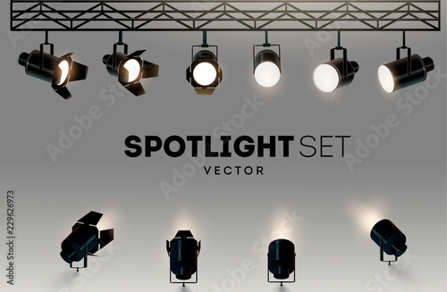 Spotlights realistic transparent background for show contest or interview vector illustration photo