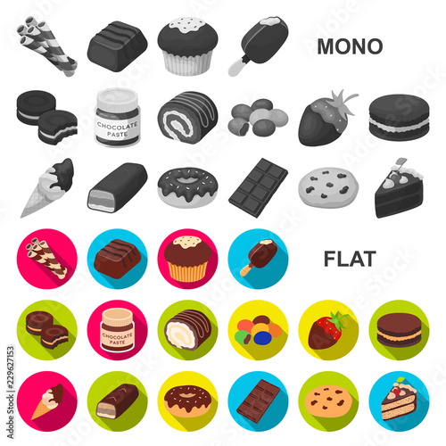 Chocolate Dessert flat icons in set collection for design. Chocolate and Sweets vector symbol stock web illustration.