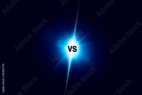 Blue neon versus logo vs letters for sports and fight competition. Battle vs match, game concept competitive vs. Vector illustration
