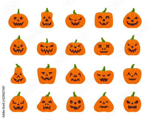 Jack O Lantern simple flat color icons vector set