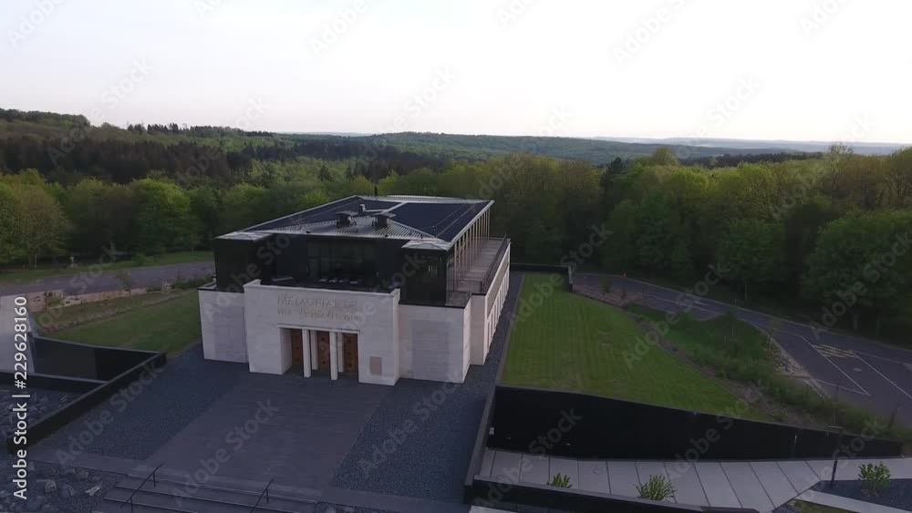 Museum memorial WW1 in Verdun France Lorraine. Sideway Drone view