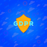 GDPR - General Data Protection Regulation. GDPR compliance symbol. Vector illustration on blue background.