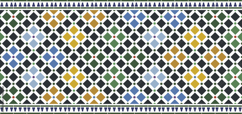 wall tiles alhambra design - obrazy, fototapety, plakaty 